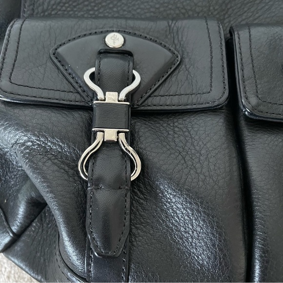 COLE HAAN Front Dual Pockets Black Leather Shoulder Hobo Bag - Picture 2 of 10